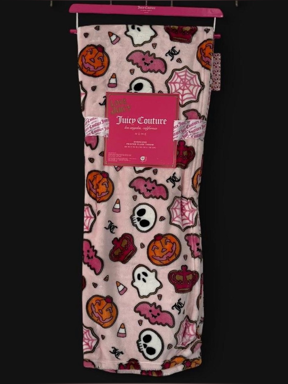 Juicy Couture Love Juicy New Halloween Bat Ghost Spiderweb Pumpkin Throw Blanket